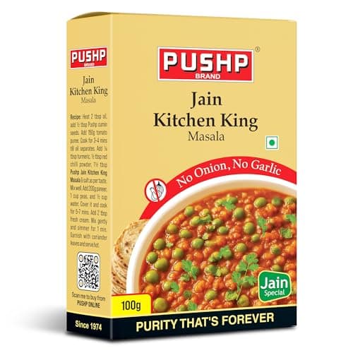 Pushp Brand Jain Kitchen King Masala | 100 Gram Box | Fresh & Aromatic Spice | Flavorful, Pure, and Perfect for Jain Cuisine (Pack of 1)