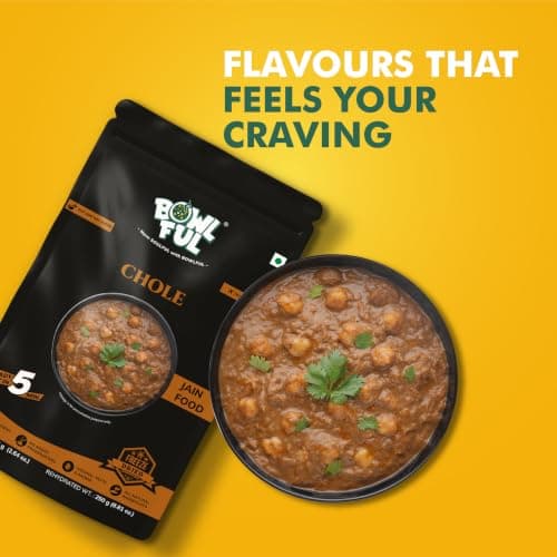 Bowlful Jain Chole | Ready-to-Eat Meal | No Onion No Garlic Chickpea Curry with Traditional Indian Spices | 75g Net Weight (250g After Rehydration) | Pack of 3 | No Added Preservatives & Colours | Microwaveable — image 7