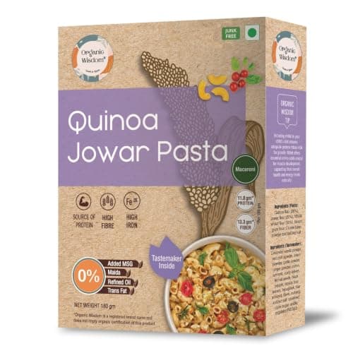 Organic Wisdom-Back to Roots Quinoa Jowar Macaroni, 180 g | Millet Pasta | No Maida | No MSG | No Refined Oil | High Protein & Fiber