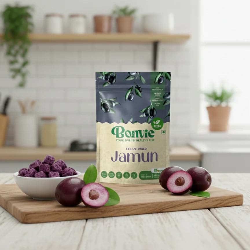 Bonvie Freeze Dried Black Jamun Chips 20g | Real Fruit Crispy Bites | No Added Sugar | No Preservatives | Vegan | Gluten Free | Natural Sweet & Crunchy Healthy Snack — image 3