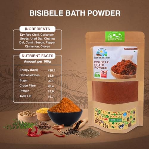 Panchabhootani Bisi Bele Bath Powder 200g| Authentic Flavours From South India, Goodness Of Wholesome Spices & Lentil, All Natural Ingredients, Roast Blend & Grounded, No Added Color & Preservatives — image 3