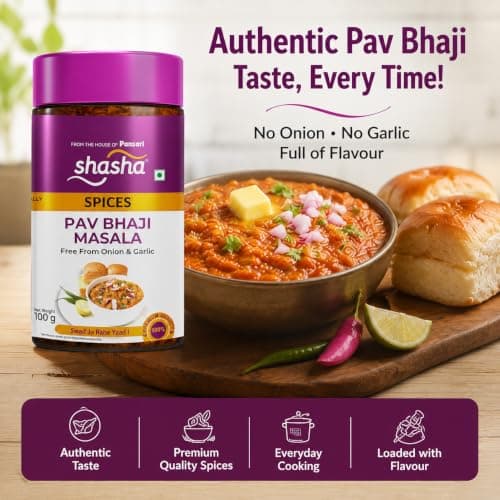 Shasha Pav Bhaji Masala 100g - Spice Mix for Authentic Pav Bhaji - No Onion or Garlic - From the House of Pansari — image 2