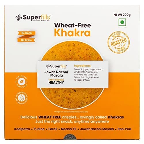 Superfills Wheat-Free (Gluten Free) Combo of 2 Nachni Till + 2 Jowar Nachni Flavour Khakra Healthy Gujarati Crispy Indian Snacks, Ready to Eat No Garlic & No Onion, 800G — image 3