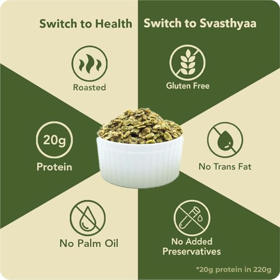 Svasthyaa High Protein Moong Jor | Roasted Moong Dal Namkeen Snack | Healthy Vegetarian Dal Snack | Gluten Free, Vegan & Jain | Breakfast, Travel & Kids | 220g — image 2