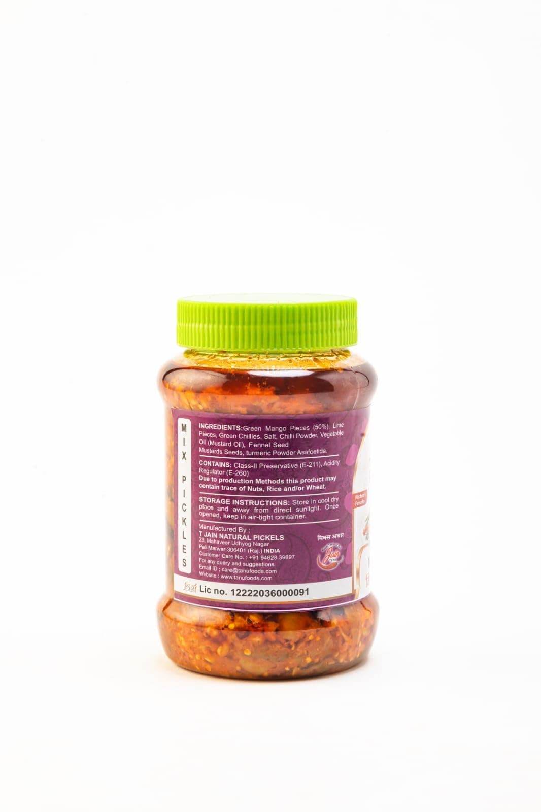 Jain Tanu Pickles Mix Pickle 500g | Traditional Mixed Vegetable Achar | Homemade Style Indian Pickle | Spicy & Tangy Mixed Pickle | Ready to Eat | PET Jar — image 3