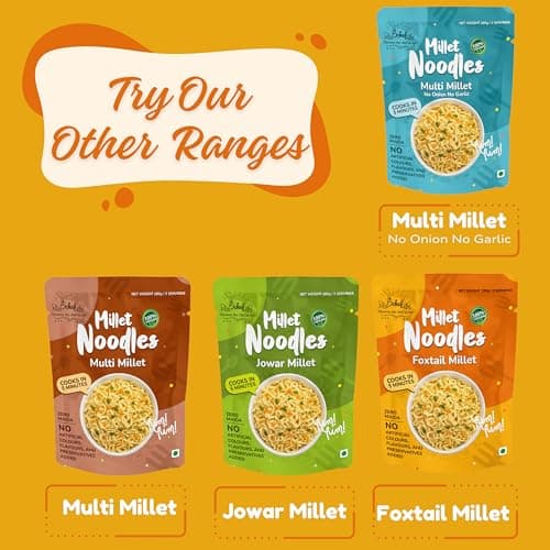 Bchef Jowar and Multi Millet Noodles | Zero Maida, No Artificial Colours, No Flavours & Preservative Added | 100% Vegan Noodles | Healthy Nutritional Food, (Combo Pack of 2,180g each) — image 4