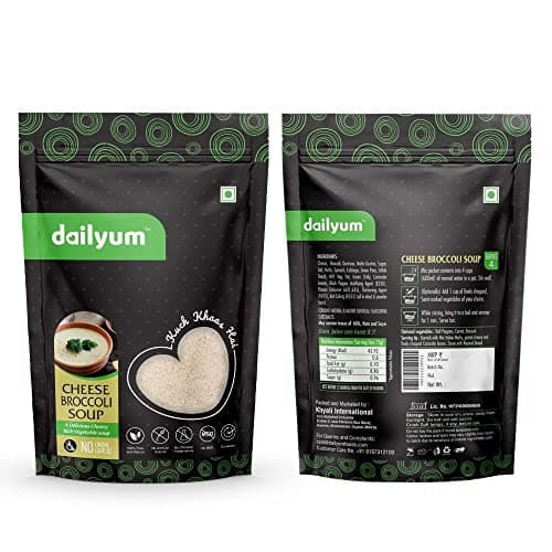 Dailyum Premium Instant Soup Combo of 6 | No Onion No Garlic | 2 Green Veg. Soup 50g | 2 Cheese Broccoli Soup 50g | 2 Cheese Jalepeno Soup 50g | Natural | No MSG | Jain — image 2