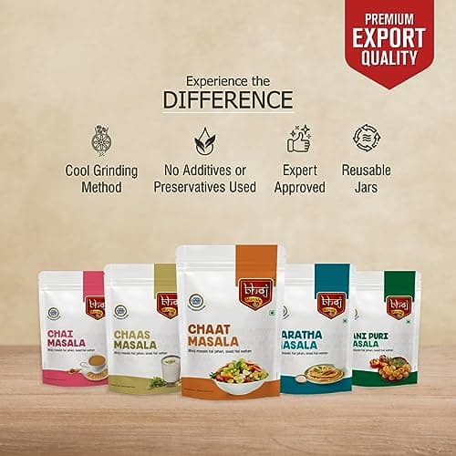 Bhoj Masale Chai, Chaas, Chaat, Paratha And Panipuri Masala Powder Combo Pack 200GM Each, Gross Total 1 KG | Top Up Jain Masale For Kitchen — image 4