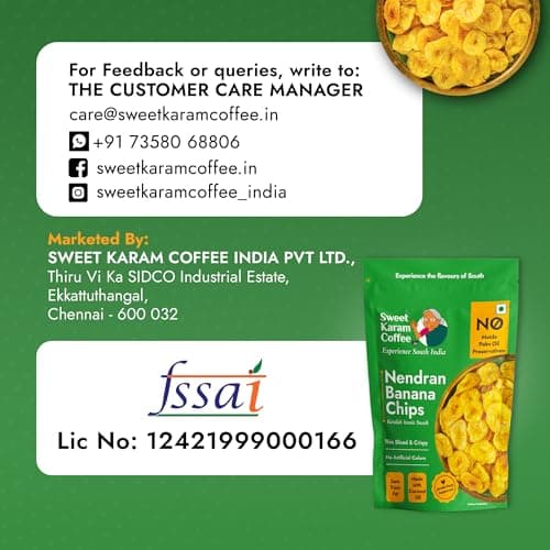 Sweet Karam Coffee Nendran Banana Chips – 200 grams | Made with 100% Coconut Oil | No Preservatives | Kerala Special Crispy, Thin Sliced Yellow Plantain Wafers | Healthy Tea Time Snack — image 7