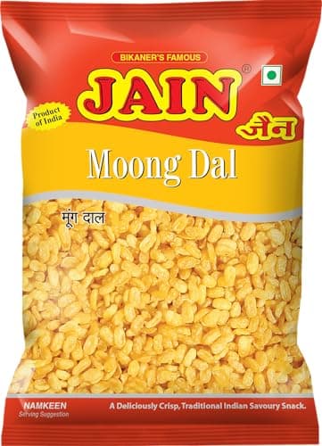 JAIN Moong Dal, Size - 500g, Zipper Packing, Super-Crunchy Moong Lentil Namkeen with Crisp Texture, Protein-Rich, Low-Oil, Ready-to-Eat Snack