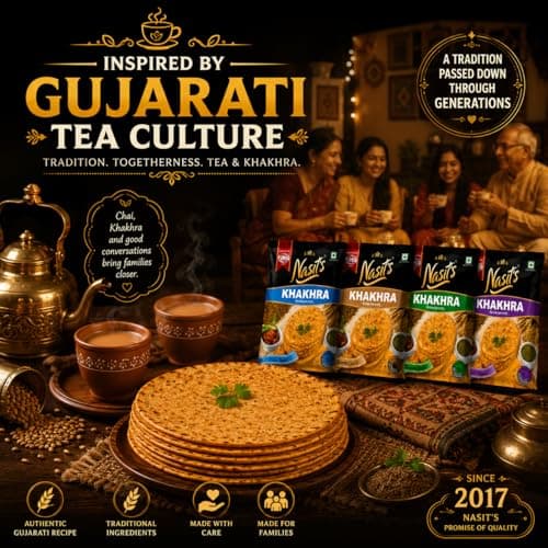 Nasit's Tea-Time Khakhra Combo Pack | Plain, Jeera, Methi & Chat Masala Flavors | Roasted Whole Wheat Gujarati Snack Assortment | 4 x 200g (800g) — image 3