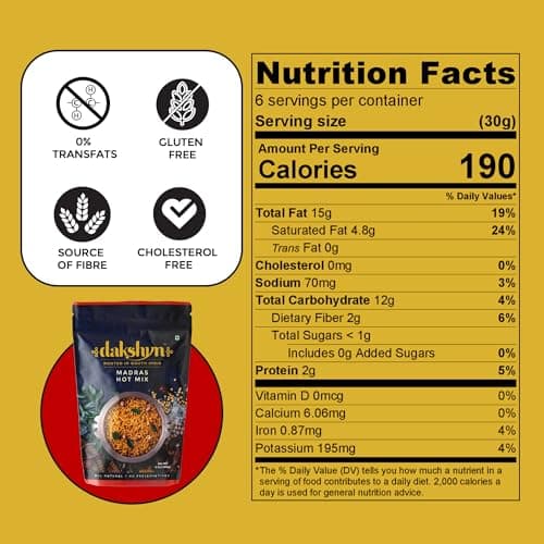 Dakshyn Madras Hot Mix Farsan Snacks Namkeen (250g x Pack of 2) | Jain Snacks No Onion No Garlic | South Indian Spicy Mixture | High in Protein | No Palm Oil | Vegan & Gluten Free — image 2