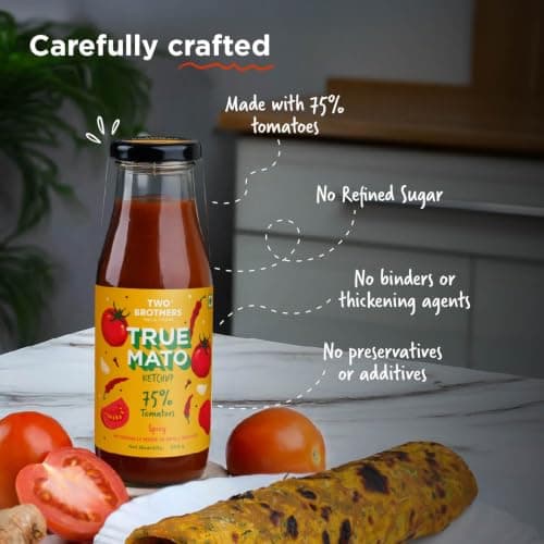 Two Brothers Truemato Ketchup - Spicy Tomato Ketchup 300g | Made with 75% Just Tomatoes | No Refined Sugar — image 7
