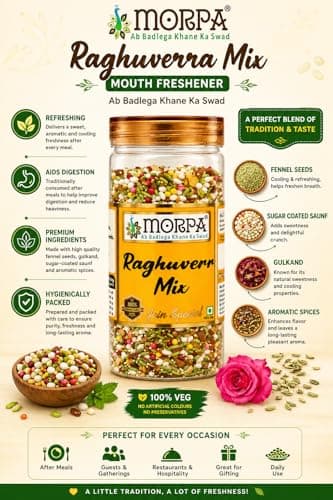 Morpa Raghuverr Mix Mouth Freshener Jain Special Mukhwas with Fennel Seeds Sugar Coated Saunf and Aromatic Spices Refreshing After Meal Digestive 200g — image 2