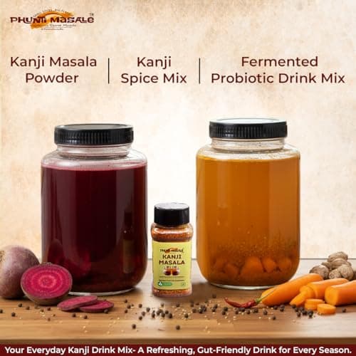 Phunti Masale Kanji Masala Powder | Traditional Indian Probiotic Drink Mix | 100g | No Preservatives | No Onion No Garlic | Gut Health Fermented Drink Spice Mix | Makes 6-7 litres of Kanji — image 4