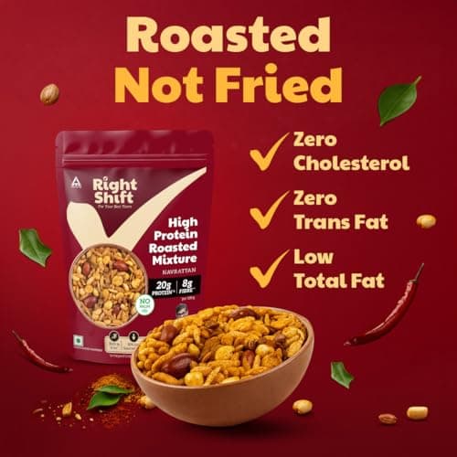 Right Shift High Protein Roasted Mix, Navrattan, No Palm Oil, 20g Protein, Not Fried, 6g Fibre, 50% Less Sat Fat, No Added Flavours, Artificial Flavours or Trans Fat, 250g — image 3