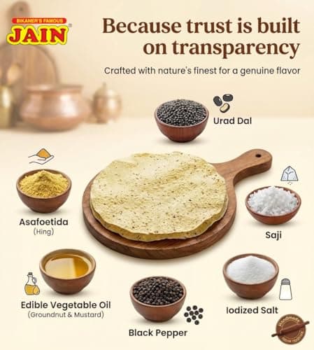 JAIN Urad Papad, 200g, 5.5 Inch, Handmade, No Preservatives — image 3