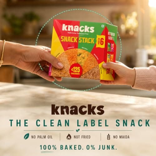 Knacks The Full Knacks Khakhra Chips Variety Pack | All 6 Flavours Coin Khakhra, 6 x 30g | 117-125 Calories Per Pack | Healthy Snack Gift Box | No Palm Oil, No Maida, Not Fried | High Protein — image 7