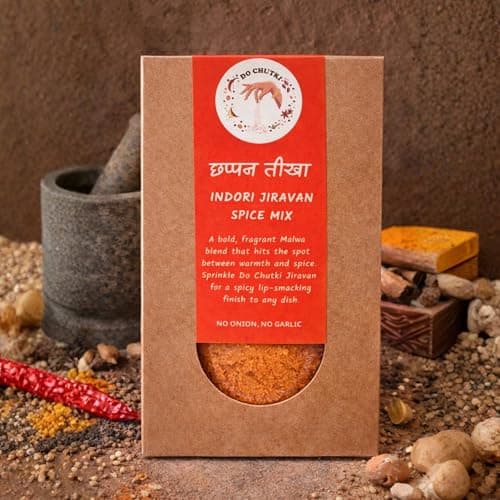 Do Chutki Indori Swad Combo | Nimbu Pataka Hot Sweet Chilli Lime Chutney 200g + Chhappan Teekha Indori Jiravan Masala Powder 100g | No Onion No Garlic | No Preservatives | Pack of 2 — image 4