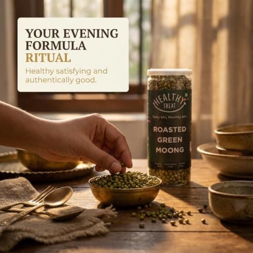 Healthy Treat Roasted Solid Moong 300 gm (Pack of 2-150 gm each) | Spicy Masala Moong | Healthy Roasted Snacks | Protein Rich Snack | Roasted Oil-Free Namkeen | Gluten Free — image 8