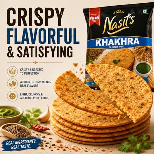 Nasit's Khakhra, Crispy Roasted Gujarati Snack, Multiple Flavors, Tea-Time Ready to Eat, 200g (Chilli Coriander) — image 6