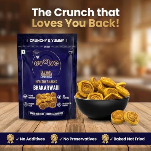 Evolve Baked Bhakarwadi Healthy Snacks for Kids, Adults | Gluten Free, No Artificial Colors or Preservatives, Freshly Made, Ready to Eat, Crunchy Masala Flavor - 100g — image 4