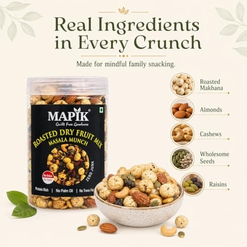 Mapik Roasted Dry Fruits Mix Masala Munch | Premium Trail Mix | Almond,Cashew,Seeds,Makhana & Dried Fruits | High Protein Crunchy Snack | No Palm Oil No Preservatives(200g) — image 3