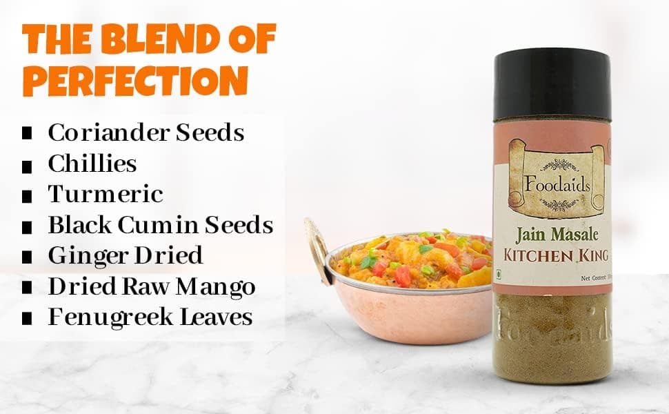 Foodaids Jain Masala Combo Pack Of 3(300Gm)-Chhole Masala Powder, Kitchen King, Pav Bhaji Masala -Pack Of 3 (100 Gm Each) No Onion, No Garlic. Navratri Special. — image 5