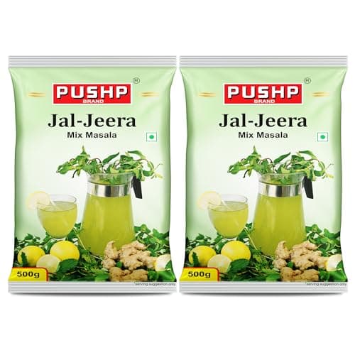 Pushp Brand Jal Jeera Powder (Masala) 500 g Pouch | Pack of 2 | Instant Drink Mix Masala for Refreshing Summer Drink & Chat, Mint & Cumin Blend, No Artificial Colours | Hygienically Packed |