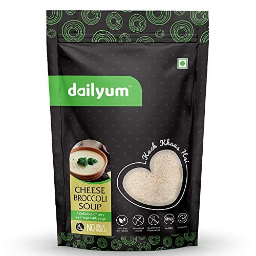 Dailyum Premium Instant Cheese Broccoli Soup | No Onion No Garlic | Pack of 5 | Ready To Eat Instant Soup |100% Natural | No MSG | Serves 5 * 4 | 50g Each | Jain — image 2