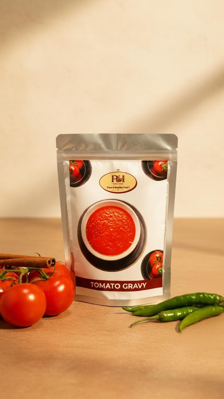 P AND H FOOD EXPORT INDUSTRY Tomato Jain Gravy | No Onion No Garlic | Ready to Use Cooking Base | Rich Tomato Curry Base | No Preservatives, No Artificial Colors | 250 gm Pack of -1 — image 3