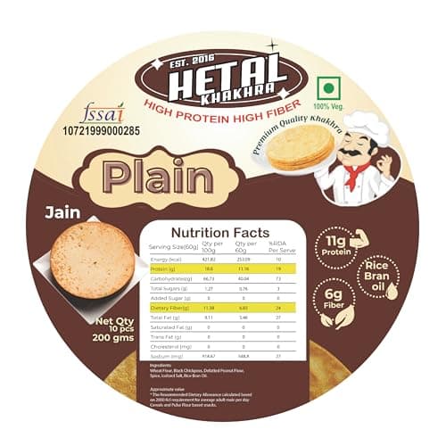 Plain Khakhra | JAIN | Crispy | Ready To Eat | High Protein High Fiber| No Palm Oil | 200g Vacuum Pack Of 2 — image 2