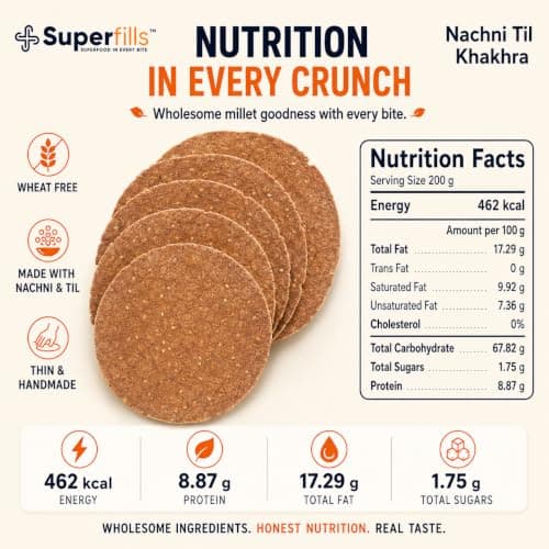 Superfills Nachni Till Khakhra 200g - Gluten-Free Khakra Snack — image 2