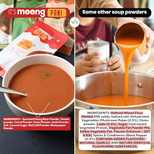 IT's Moong Pani (Soups) | Spicy Tomato | Zero Cornstarch Soups (Pack of 1) | All-Natural | Zero Fillers, Zero Preservatives, Pure Nutrition | 50gms | Easy on the gut, easy digestibility — image 6