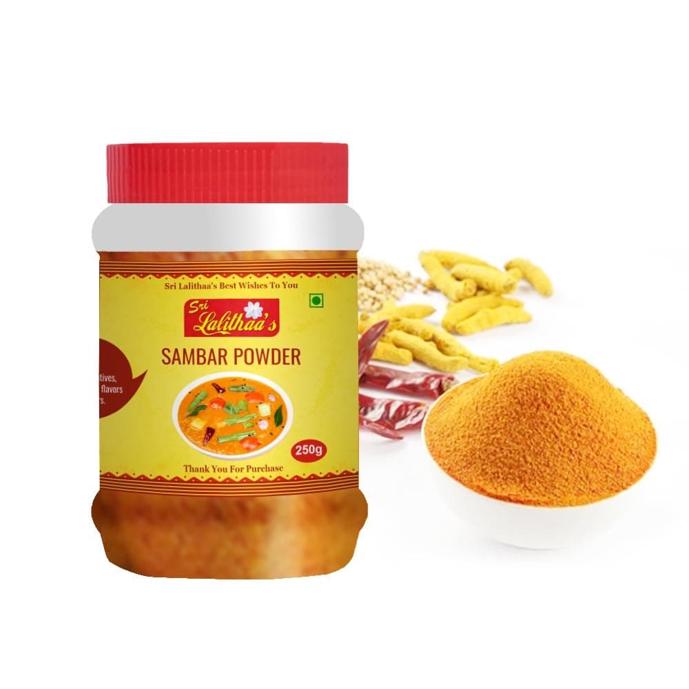 Sri Lalithaa’s Premium Sambar Powder (Pulusu Podi/Sambar Podi) – 250g | Authentic South Indian Taste, No Artificial Flavors or colors, No Onion & Garlic — image 6