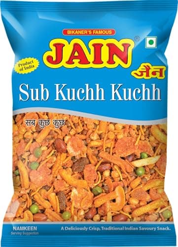 JAIN Sub Kuchh-Kuchh Mixture, Size - 1Kg, Zipper Packing, Namkeen Mix Loaded with Chana Dal, Lentils, Sev, Flakes, Peanuts & Raisins in a Signature Masala Coat, Ready to Eat