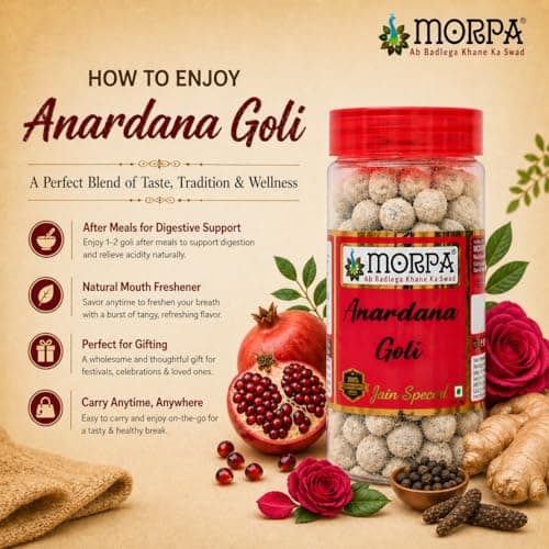 Morpa Anardana Goli Jain Special | Tangy Digestive Candy & Mouth Freshener | Traditional Anardana Pachak Goli | Refreshing After Meal Treat | Hygienically Packed, 100% Veg — image 5