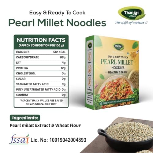 Thanjai Natural Pearl Millet Noodles 180 Grams X 2 (360 Grams) of Homemade Natural Noodles (No Preservatives, No Chemicals, No Artificial Extract) — image 2