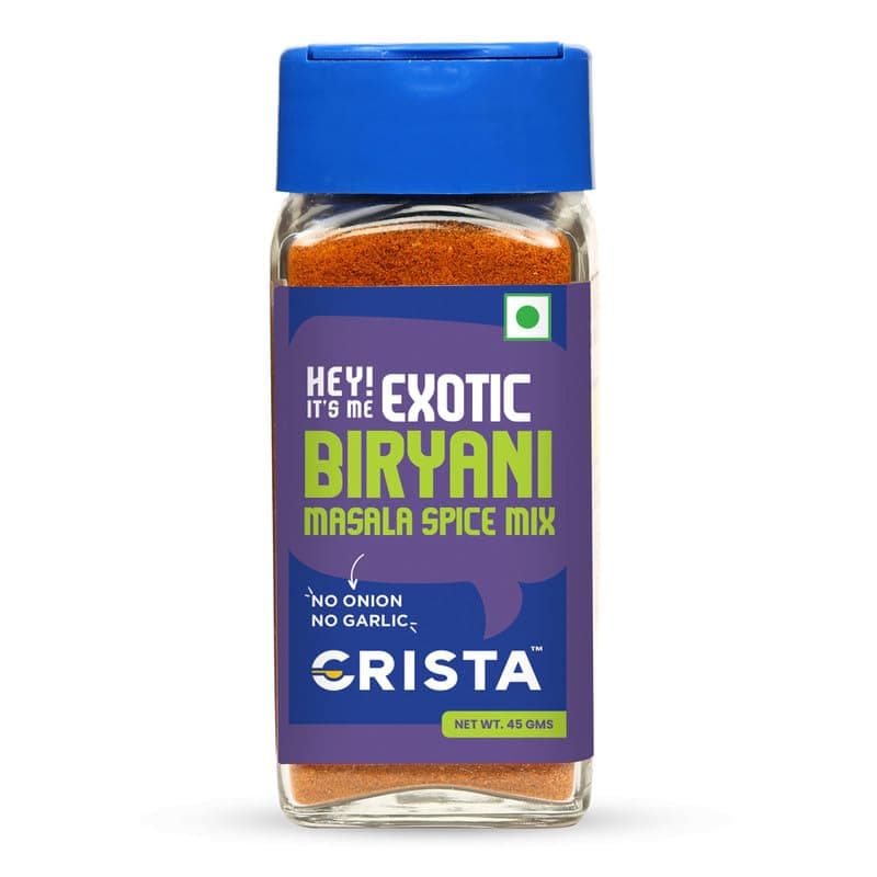 CRISTA Exotic Biryani Masala Spice Mix | Rich in flavour | No Onion | No Garlic | Vegan | Pure | Zero added Colours, Fillers, Additives & Preservatives | 45 gms