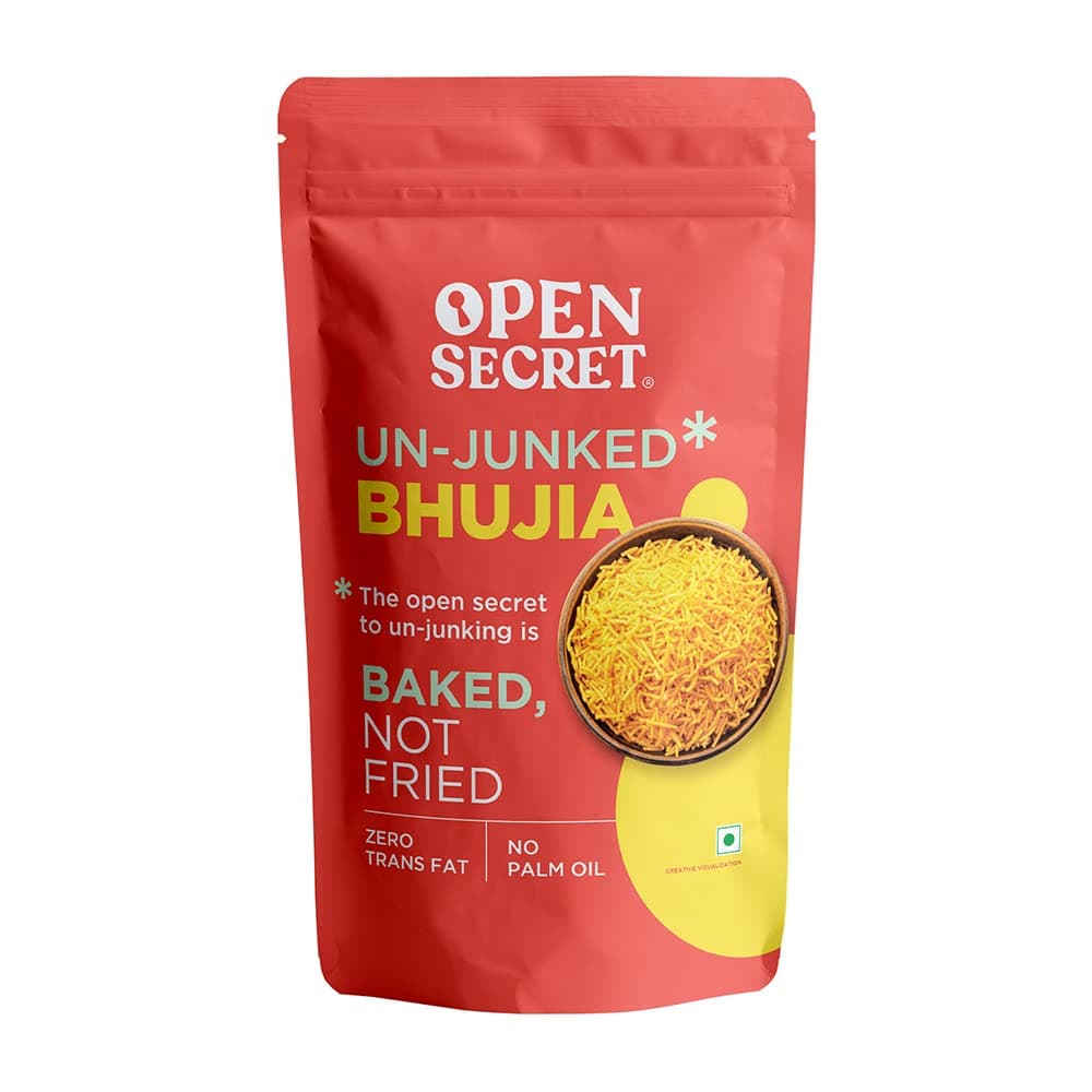 Open Secret Namkeen | 175g | Bhujia, Namkeen Snacks, Bhujia Sev, Healthy Snacks, Unjunked, Baked Not Fried, No Palm Oil, Zero Trans Fat, No Cholesterol (Pack of 1)