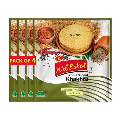 Wel Baked Whole Wheat Khakhra (Mast Masala) - Pack of 4, 200 Gms Each | Dry Chapati | Khakra Fresh Gujarati Namkeen Snacks | Ready To Eat - Roasted - Khakhra Snacks| Vacuum Packed — image 6