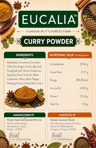 EUCALIA Sattvik (No Onion - No Garlic) Curry Powder (Sabji Masala) Pack of 3 (100g) | Bold & Aromatic Spice Blend | Vibrant Colour | No Added Colours or Preservatives | Perfect for Vegetarian Dishes & Everyday Cooking | Sattvik No Onion No Garlic (NONG) | Total 300g — image 2
