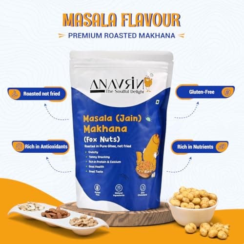ANAVRIN Masala Jain Makhana, 120gm | Roasted, Not Fried | High Protein & Calcium | Phool Makhana, Namkeen Snacks | Gluten Free, Zero Cholesterol | Crunchy, Healthy Snacks for Kids & Adults — image 5