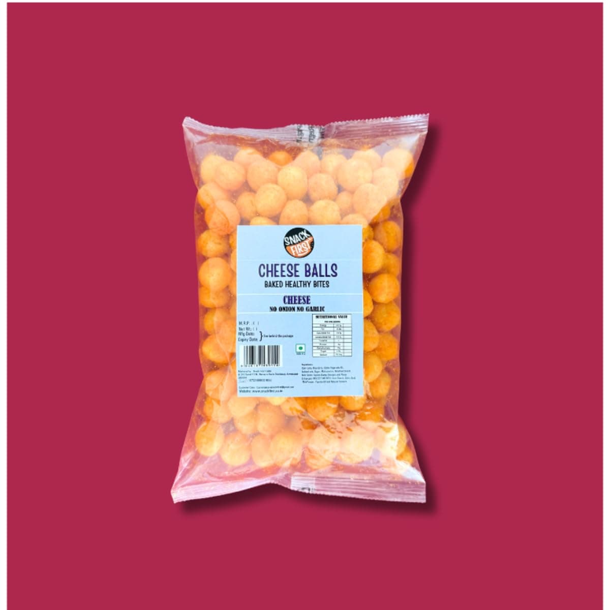 Snack First Baked Cheese Ball (80g) & Cheese Jowar Puff (100g), Pack of 2, No Onion No Garlic, Jain, Puffed Snack, Corn Puffs, Healthy Snack, Namkeen, 180g — image 3