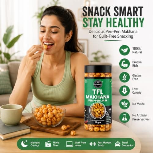 The Food's Life Peri Peri Jain Makhana | Roasted Lotus Seeds | Protein & Calcium-Rich | Gluten-Free | No Onion & Garlic | Healthy Snack 75g | Pack of 1 — image 2