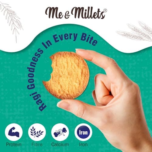ME & MILLETS Cookies - Ragi Twist (Pack of 3, Each 75g) - Delicious Millets Biscuits, Rich In Protein & Fiber, Healthy Tea Snack (Jain Friendly) — image 7