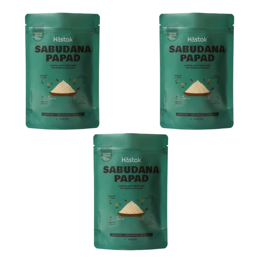 Hastak Sabudana Papad | Fasting Special Snack | No cholestrol No trans fat| Vrat Upwas Fast Papad| No onion No garlic Falahari Papad| Ready to Fry (3, 120 gms) — image 2