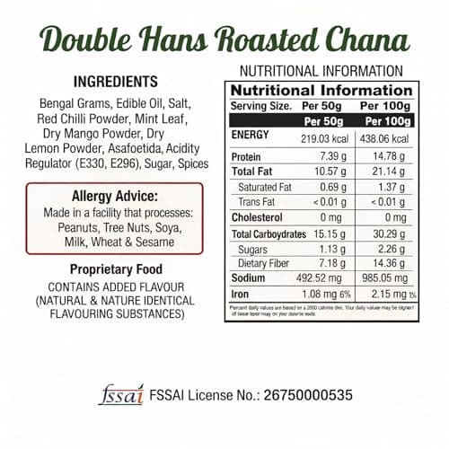DOUBLE HANS Nimbu Pudina Roasted Chana, Lemon Mint Flavoured, 500gm — image 2