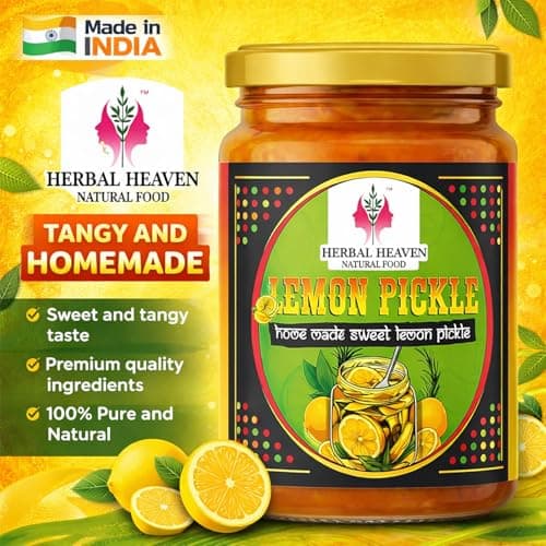 Herbal Heaven NATURAL FOOD Homemade Lemon Pickle 100gm | Sweet & Sour Nimbu Ka Achaar | Authentic Lime Pickle with No Onion No Garlic | Natural Ingredients with No Artificial Preservative — image 2