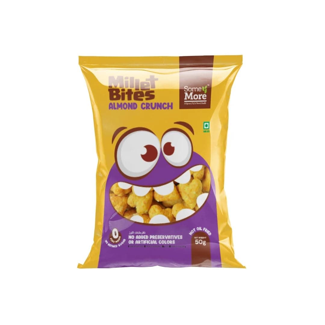 SOME MORE Almond Millet Bites 50g | Crunchy Almond Grain Bites | Millet Cubes | Light Sweet Roasted Bites | Small Pack Box | Easy Bite Pieces | Ready Cubes Pack | Nut Grain Crunch Mix — image 2